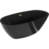 Mexen Eris freistehende Badewanne 170 x 80 cm, schwarz, Überlauf in gebürstetem Gold - 53441708070-55
