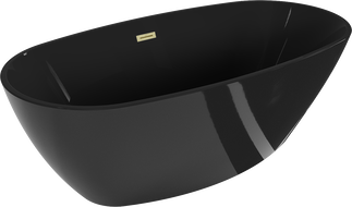 Mexen Eris freistehende Badewanne 170 x 80 cm, schwarz, Überlauf in gebürstetem Gold - 53441708070-55