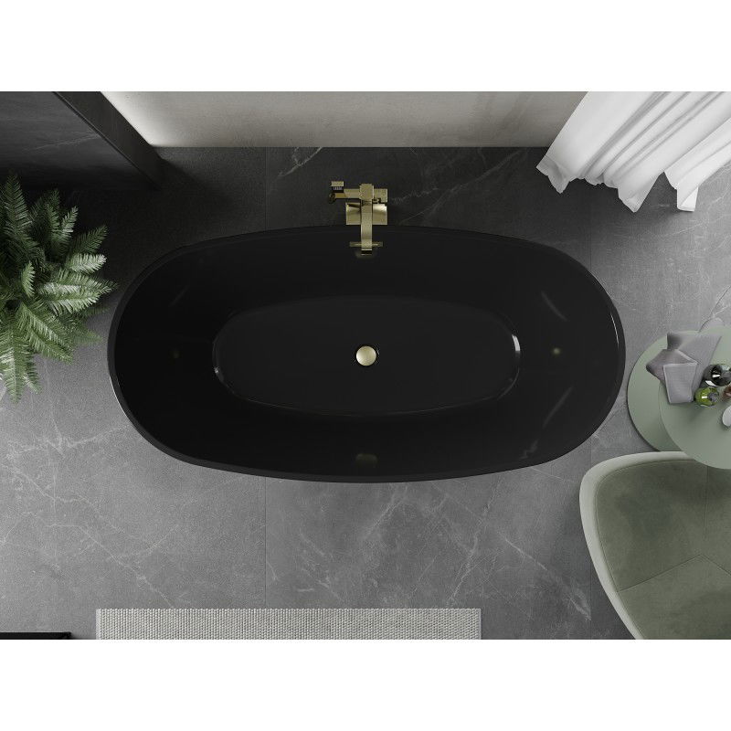 Mexen Eris freestanding bathtub 170 x 80 cm, black, brushed gold overflow - 53441708070-55