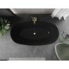 Mexen Eris freistehende Badewanne 170 x 80 cm, schwarz, mit gebürstetem Goldüberlauf - 53441708070-55