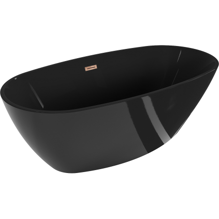 Mexen Eris Badewanne freistehend 170 x 80 cm, schwarz, Überlauf roségold - 53441708070-60