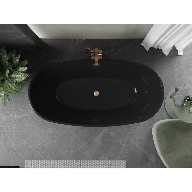 Mexen Eris vabaltseisev vann 170 x 80 cm, must, harjatud vask ülevooluga - 53441708070-65