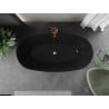 Mexen Eris freistehende Badewanne 170 x 80 cm, schwarz, gebürsteter Messingüberlauf - 53441708070-65