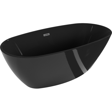 Mexen Eris freistehende Badewanne 170 x 80 cm, schwarz, Überlauf gun gray gebürstet - 53441708070-66