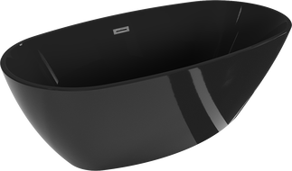 Mexen Eris banheira autoportante 170 x 80 cm, preta, transbordamento gun gray escovado - 53441708070-66