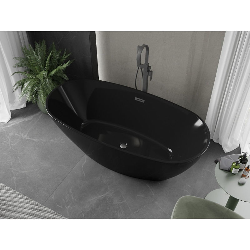 Mexen Eris vabaltseisev vann 170 x 80 cm, must, ülevool gun grey harjatud - 53441708070-66
