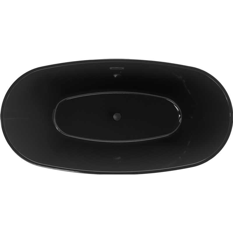 Mexen Eris freistehende Badewanne 170 x 80 cm, schwarz, Überlauf schwarz - 53441708070-70