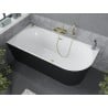 Mexen Mia vasca da bagno freestanding angolare sinistra 180 x 80 cm, bianca/nera, troppopieno oro spazzolato - 52691808075L-55