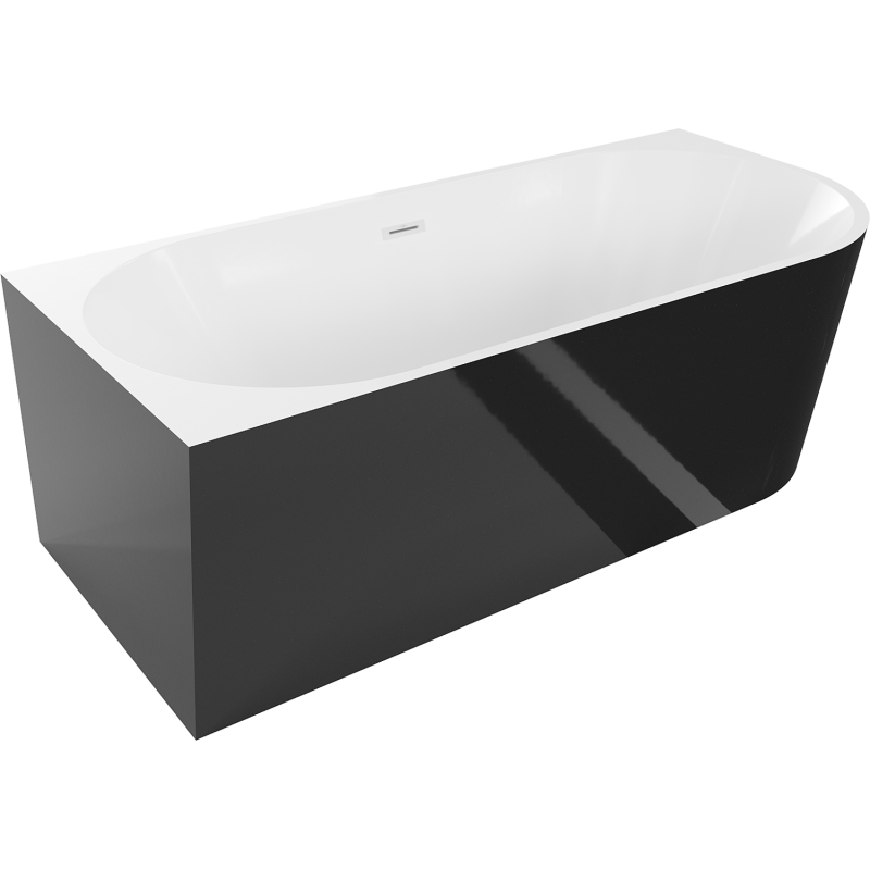 Mexen Mia baignoire autoportante d'angle gauche 180 x 80 cm, blanc/noir, trop-plein blanc - 52691808075L-20