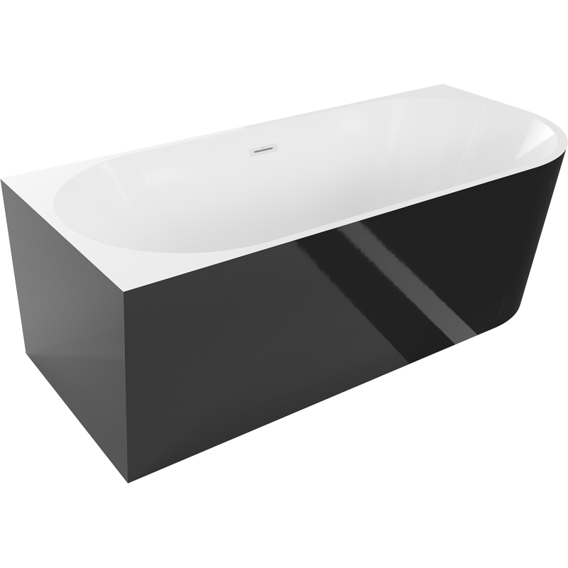 Mexen Mia freistehende linke Ecke Badewanne 180 x 80 cm, weiß/schwarz, Überlauf weiß - 52691808075L-20