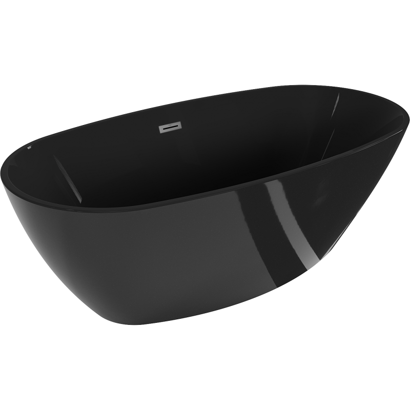 Mexen Eris freistehende Badewanne 170 x 80 cm, schwarz, Überlauf in Gun Metal - 53441708070-95