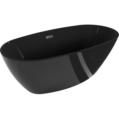 Mexen Eris freistehende Badewanne 170 x 80 cm, schwarz, Überlauf in Gun Metal - 53441708070-95
