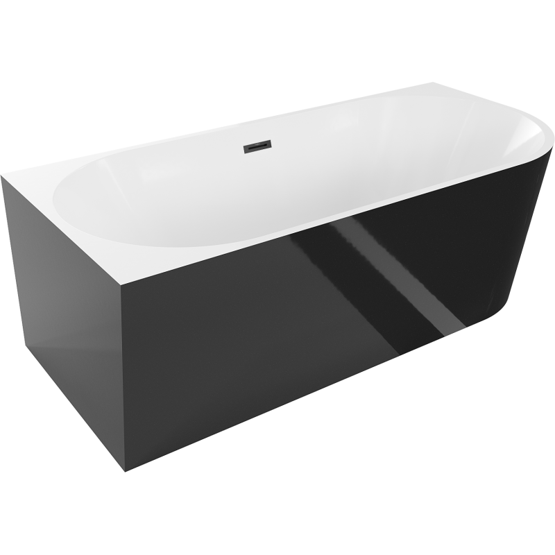 Mexen Mia vasca da bagno freestanding angolare sinistra 180 x 80 cm, bianca/nera, troppopieno nero - 52691808075L-70