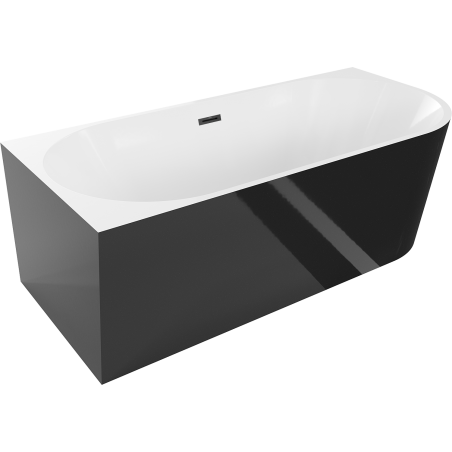 Mexen Mia vasca da bagno freestanding angolare sinistra 180 x 80 cm, bianca/nera, troppopieno nero - 52691808075L-70