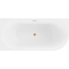Mexen Mia freistehende linke Eckbadewanne 180 x 80 cm, weiß/schwarz, gebürsteter Messingüberlauf - 52691808075L-65