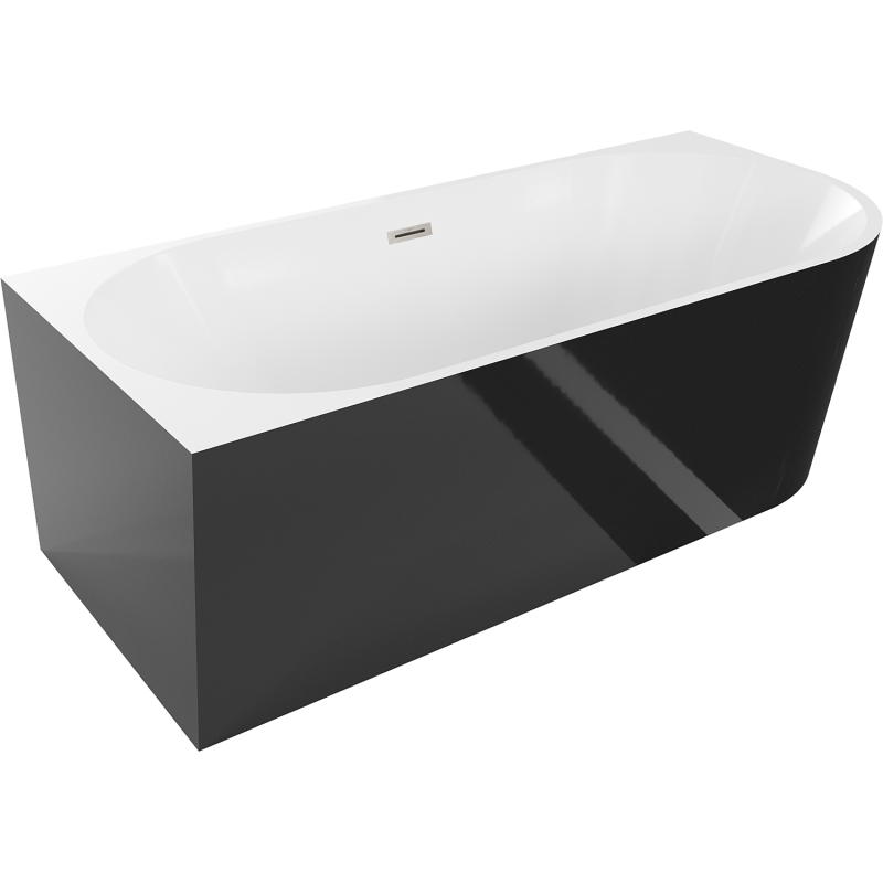 Mexen Mia freestanding corner left bathtub 180 x 80 cm, white/black, brushed nickel overflow - 52691808075L-97