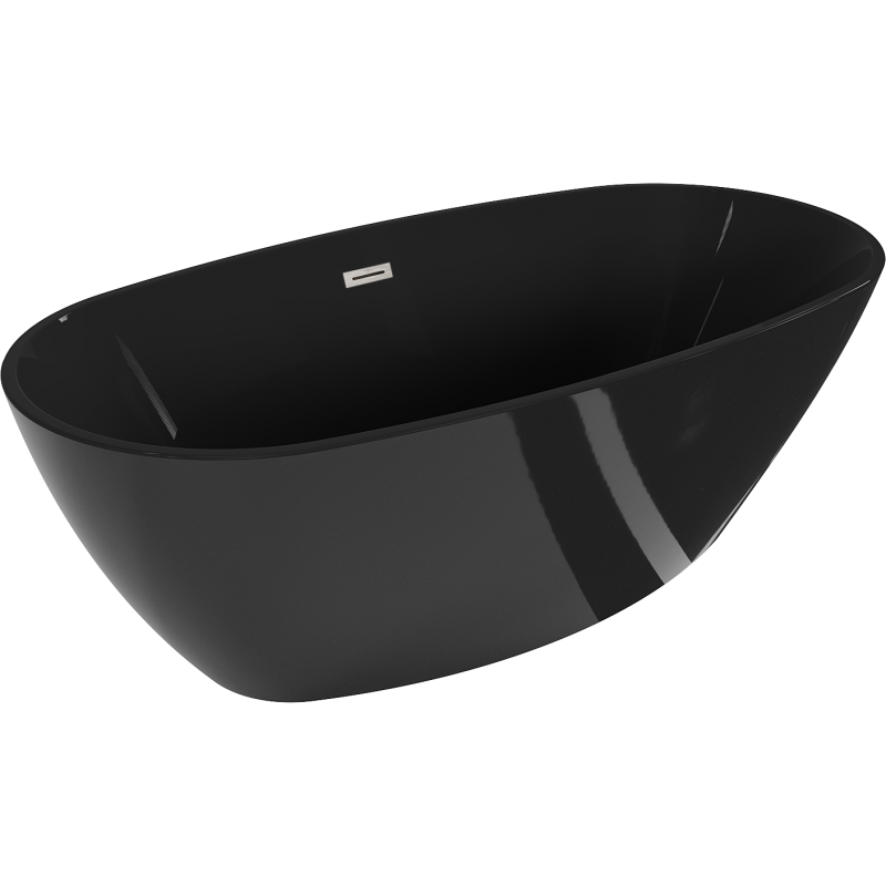 Mexen Eris vrijstaande badkuip 170 x 80 cm, zwart, overloop geborsteld nikkel - 53441708070-97