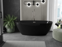 Mexen Eris vasca da bagno freestanding 170 x 80 cm, nero, troppopieno nichel spazzolato - 53441708070-97