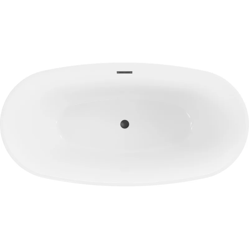 Mexen Eris banheira independente 180 x 80 cm, branca, transbordamento preto - 53441808000-70