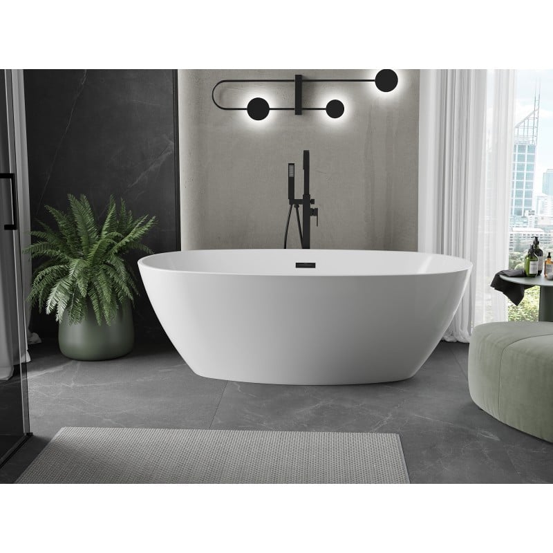 Mexen Eris freestanding bathtub 180 x 80 cm, white, black overflow - 53441808000-70