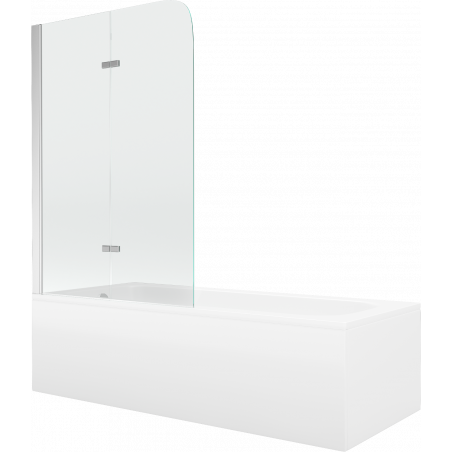 Mexen Vega rechthoekig bad 160 x 70 cm met ombouw en 2-delige scherm 100 cm, transparant, chroom - 550116070X9010020100
