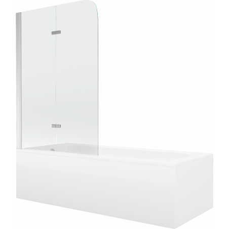 Mexen Vega rectangular bath 160 x 70 cm with casing and 2-wing 100 cm screen, transparent, chrome - 550116070X9010020100