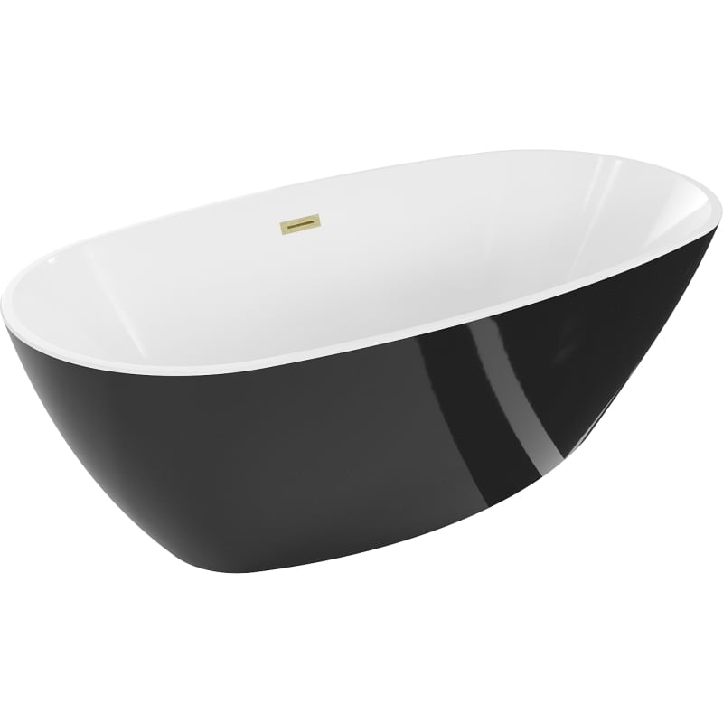 Mexen Eris vann vabas seistes 180 x 80 cm, valge/must, kuldne harjatud ülevool - 53441808075-55