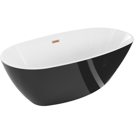 Mexen Eris freestanding bathtub 180 x 80 cm, white/black, brushed copper overflow - 53441808075-65