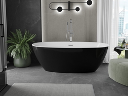Mexen Eris freistehende Badewanne 180 x 80 cm, weiß/schwarz, Überlauf chrom - 53441808075-01 Mexen Eris freistehende Badewanne 180 x 80 cm, weiß/schwarz, Überlauf chrom - 53441808075-01