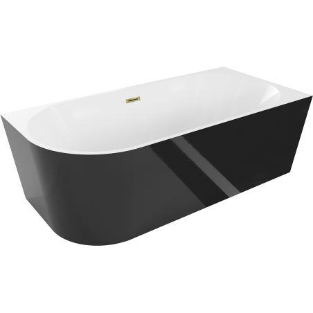 Mexen Mia freestanding right corner bathtub 180 x 80 cm, white/black, gold overflow - 52691808075P-50