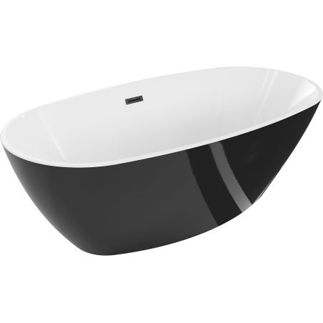 Mexen Eris Badewanne freistehend 180 x 80 cm, weiß/schwarz, schwarzer Überlauf - 53441808075-70