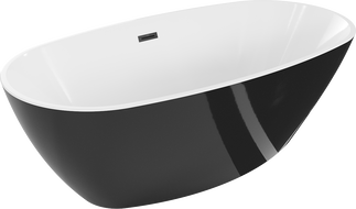 Mexen Eris freestanding bathtub 180 x 80 cm, white/black, black overflow - 53441808075-70