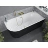Mexen Mia freistehende rechteckige Badewanne 180 x 80 cm, weiß/schwarz, mit gebürstetem Goldüberlauf - 52691808075P-55