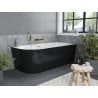 Mexen Mia freistehende rechteckige Badewanne 180 x 80 cm, weiß/schwarz, mit gebürstetem Goldüberlauf - 52691808075P-55
