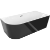 Mexen Mia freistehende Eckbadewanne rechts 180 x 80 cm, weiß/schwarz, schwarzer Überlauf - 52691808075P-70