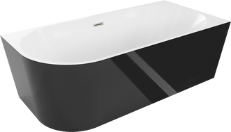 Mexen Mia free-standing corner bathtub right 180 x 80 cm, white/black, brushed nickel overflow - 52691808075P-97