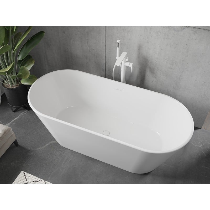 Mexen Flavia freestanding bath 150 x 75 cm, white, white overflow - 54031507500-20