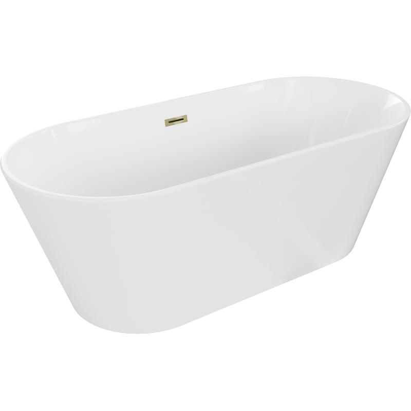 Mexen Flavia wanna wolnostojąca 150 x 75 cm, biała, przelew złoty - 54031507500-G