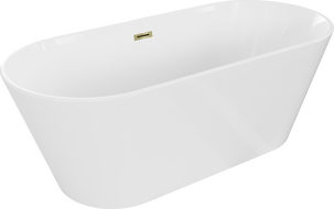 Mexen Flavia vrijstaande badkuip 150 x 75 cm, wit, gouden overloop - 54031507500-50