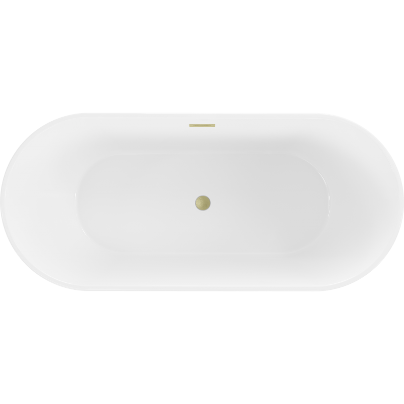 Mexen Flavia vasca da bagno autoportante 150 x 75 cm, bianca, troppopieno oro spazzolato - 54031507500-55