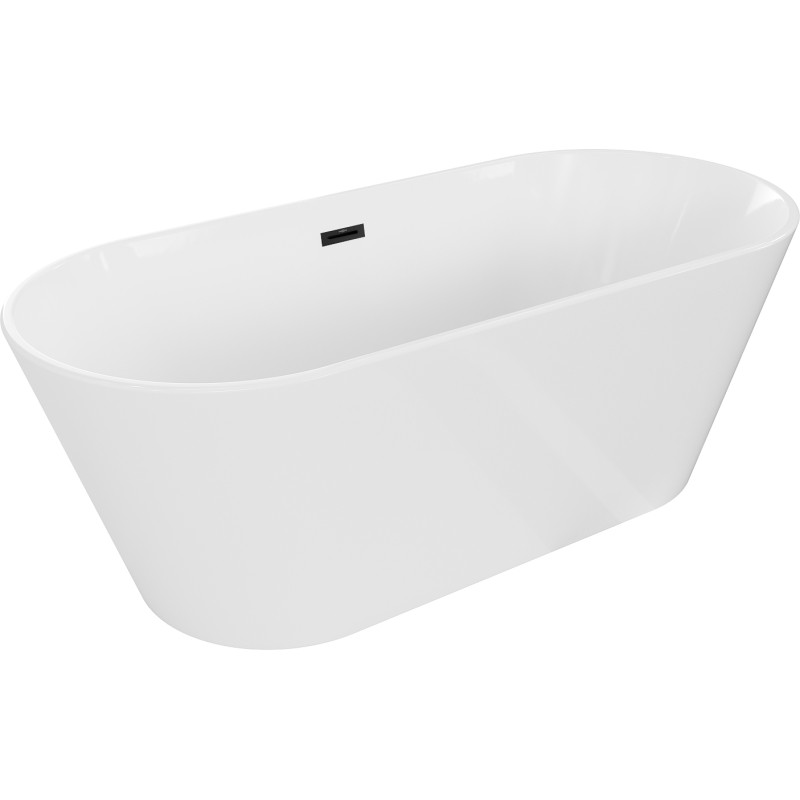 Mexen Flavia bañera exenta 150 x 75 cm, blanca, rebosadero negro - 54031507500-B