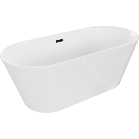 Mexen Flavia bañera exenta 150 x 75 cm, blanca, rebosadero negro - 54031507500-B