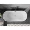 Baignoire autoportante Mexen Flavia 150 x 75 cm, blanche, trop-plein gris foncé brossé - 54031507500-66