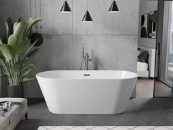 Mexen Flavia wanna wolnostojąca 150 x 75 cm, biała, przelew gun metal - 54031507500-95