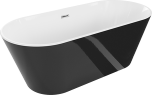 Mexen Flavia freestanding bathtub 150 x 75 cm, white/black, chrome overflow - 54031507575-01