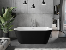 Mexen Flavia iseseisev vann 150 x 75 cm, valge/must, kroom ülevool - 54031507575-01