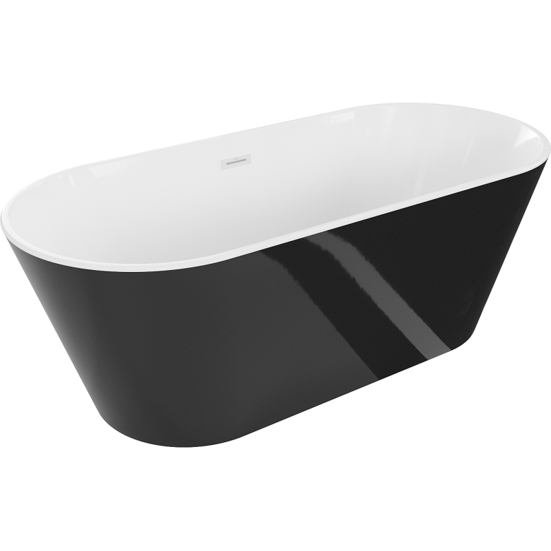 Mexen Flavia baignoire autoportante 150 x 75 cm, blanc/noir, trop-plein blanc - 54031507575-20