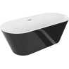 Mexen Flavia freestanding bathtub 150 x 75 cm, white/black, brushed gold overflow - 54031507575-55