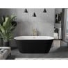 Mexen Flavia freistehende Badewanne 150 x 75 cm, weiß/schwarz, Abfluss mit gebürstetem Gold - 54031507575-55