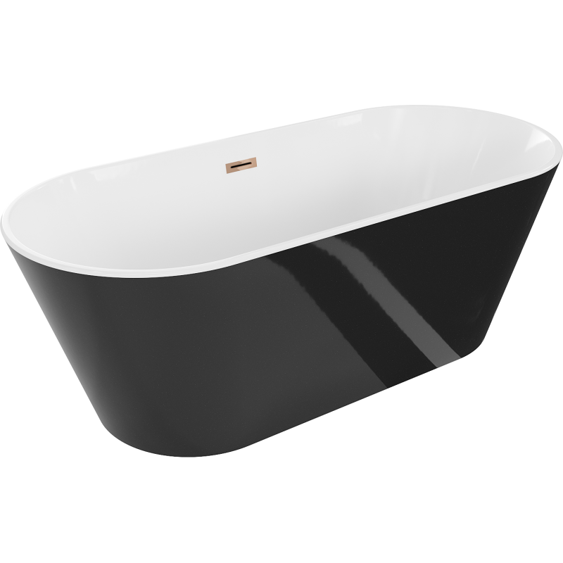 Mexen Flavia freestanding bathtub 150 x 75 cm, white/black, rose gold overflow - 54031507575-60